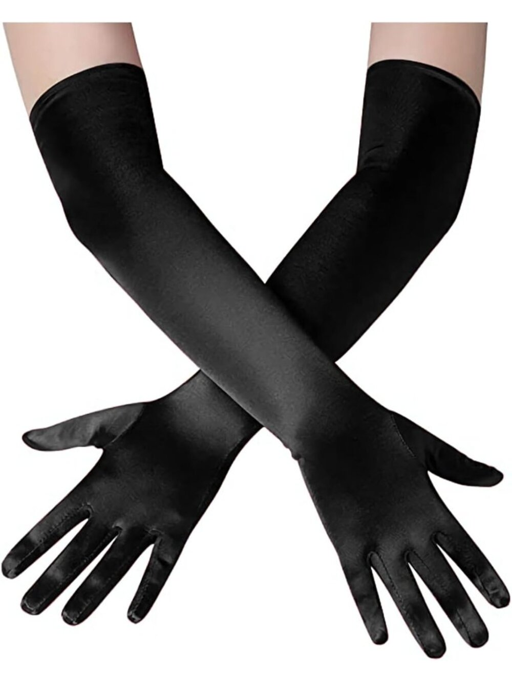 Women's Black 1920s Elbow Length Satin Wedding Cosplay Flapper Opera Gloves